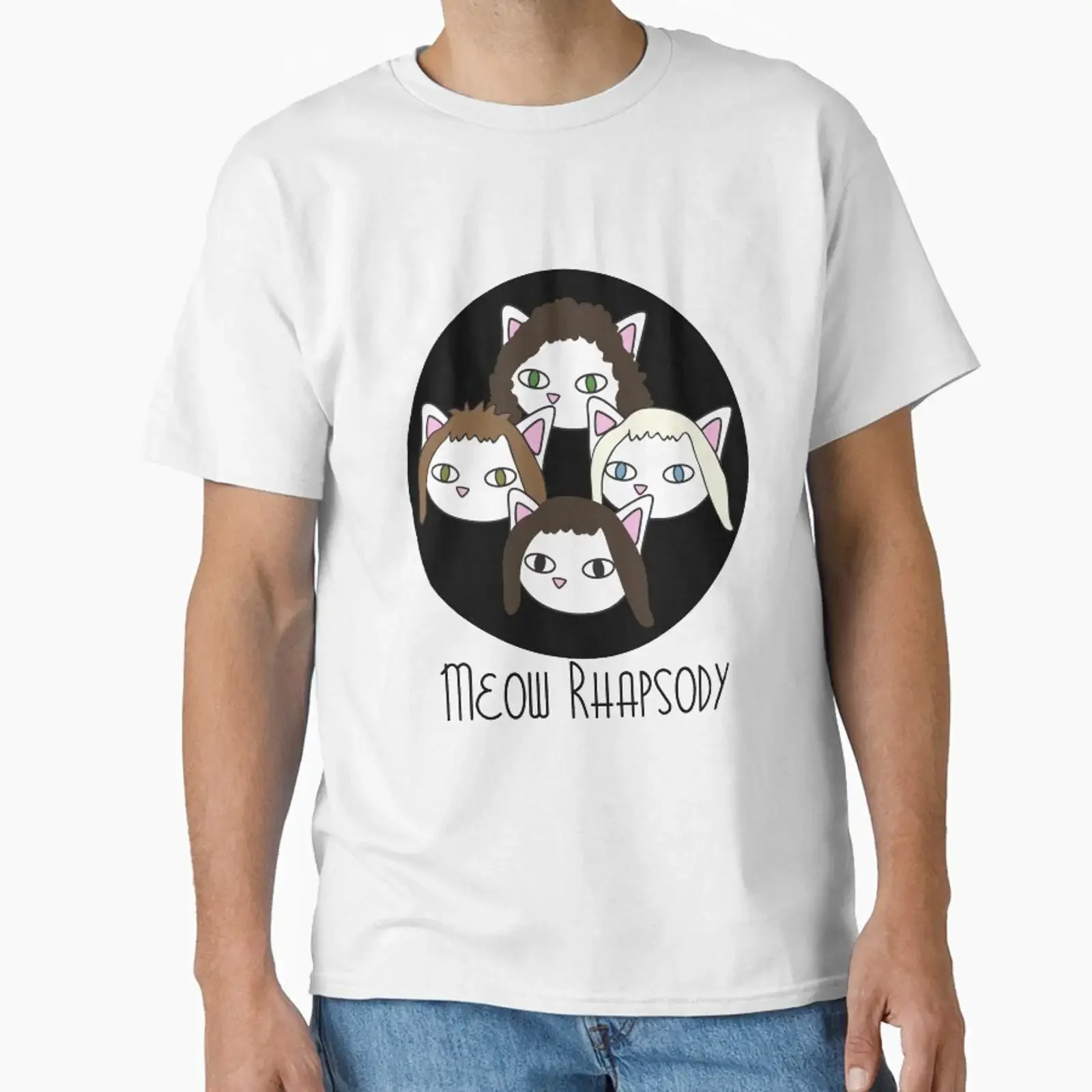 Meow rhapsody designed and sold by MeowMusic vintage Washed Stretched Versatile Top For Everyday Wear Unisex Casual fashion