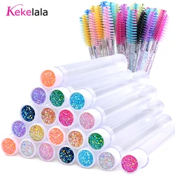 20Pcs Eyelash Brush With 20Pcs Dust-proof Tube Containers Reusable Eye Lash Mascara Wands Replaceable Makeup Applicators Tools