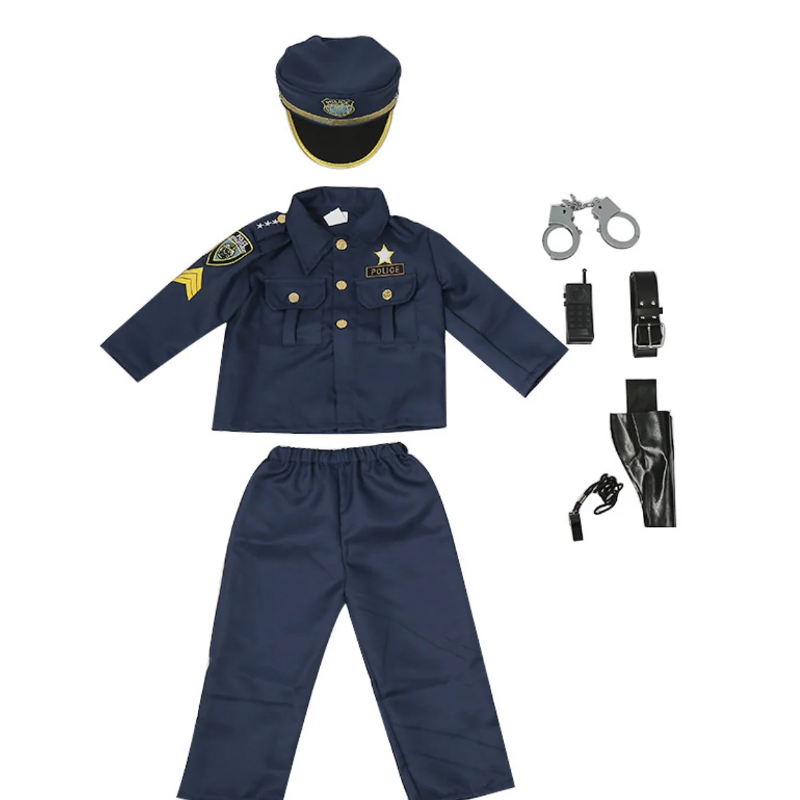

Детский полицейский костюм, темно-синяя одежда для пар для мальчиков и девочек, наряд для ролевых игр на Хэллоуин, жилет