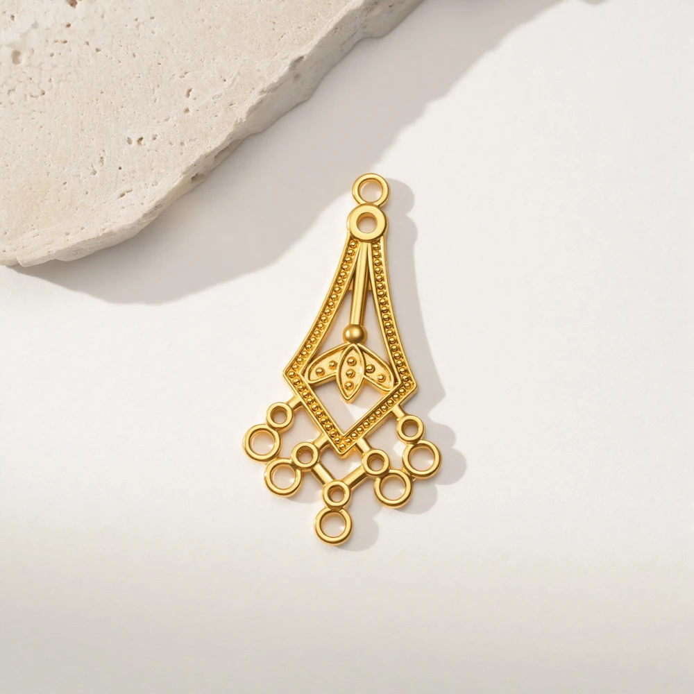 2 Stück Edelstahl-Ohrringverbinder, Boho-Gold-Hohlanhänger für Frauen, DIY-Schmuck, Ohrringe, Halsketten, Großhandel – Detail 6