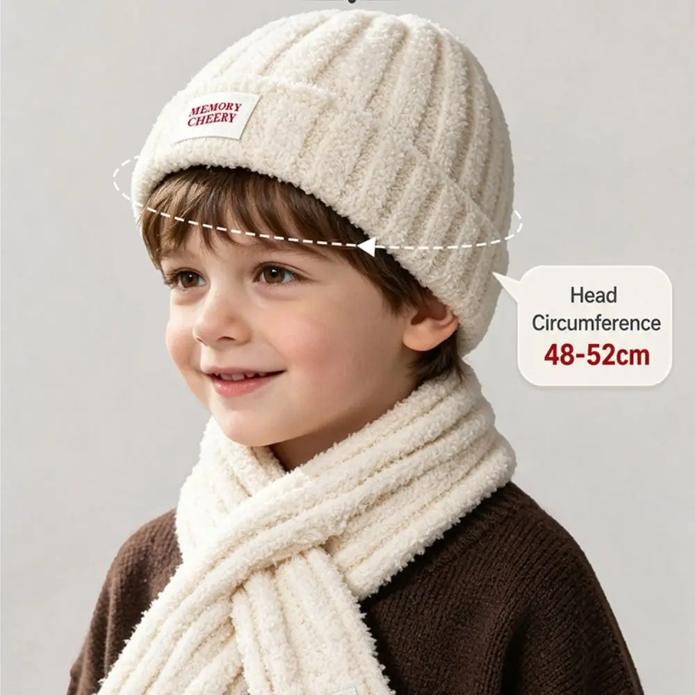 New Knitted Hat Scarf Set Soft Warm Knit Beanie Scarf Ribbed Texture Pom Pom Scarf Winter Wear - view 6
