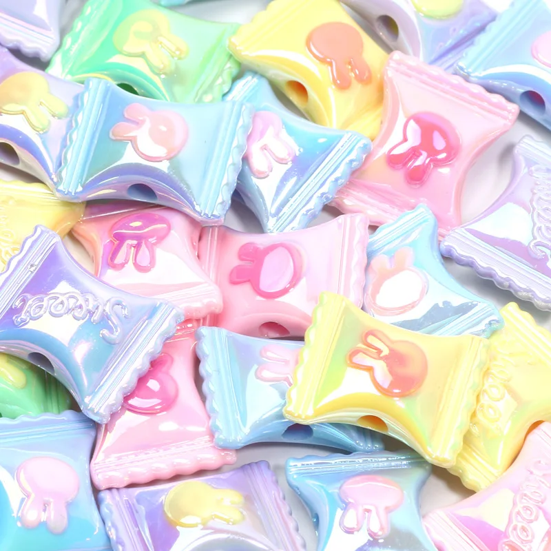 Acrylic Beads 17x21mm 10pcs Colored Candy Beads With Rabbit Head Pattern Accessories For Necklaces Bracelets DIY Jewelry Making
