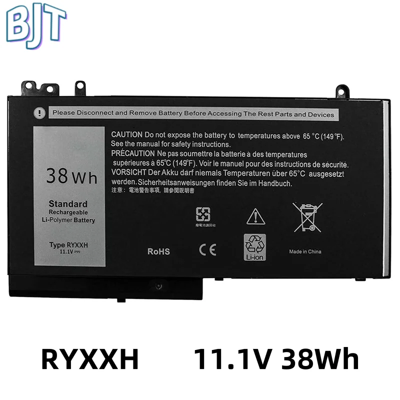 

11.1V 38Wh New RYXXH Laptop Battery 3Cell For Dell Latitude E5250 E5450 E5550 12 5000 11 3150 3160 3550 Series Notebook 9P4D2