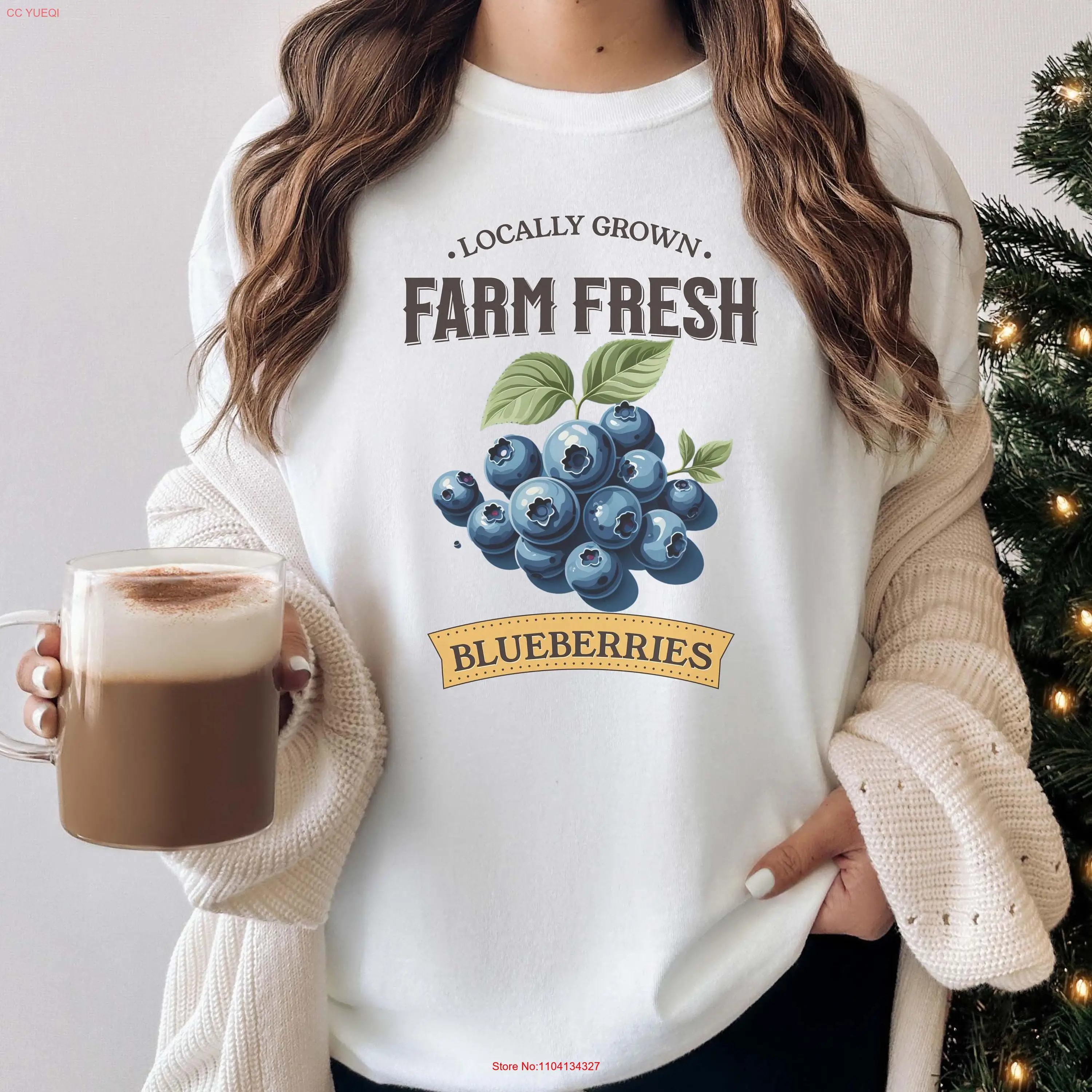 Süßes Beeren-T-Shirt, Komfortfarben, Marke Erdbeere, Cottagecore, Sommer-Blaubeer-Druck, Top, botanischer Garten