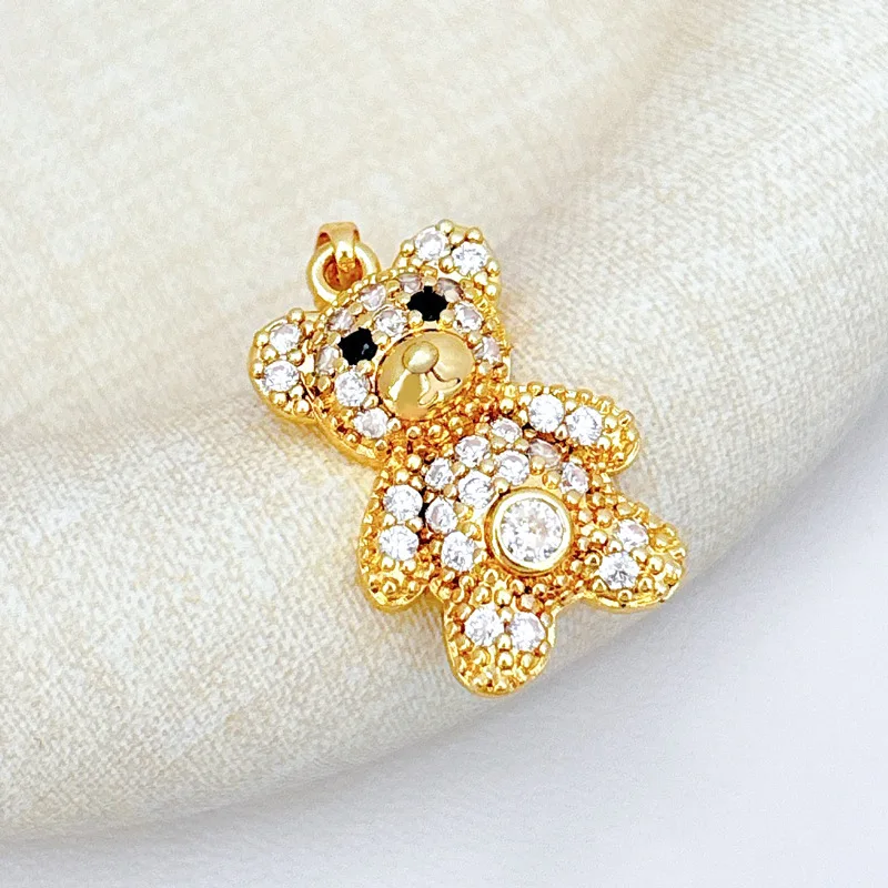 5 قطعة/المجموعة العصرية لطيف لامعة الزركون الدب النحاس المعلقات سحر اليدوية عقد دي اي واي صنع المجوهرات مجموعة هدايا عيد بالجملة