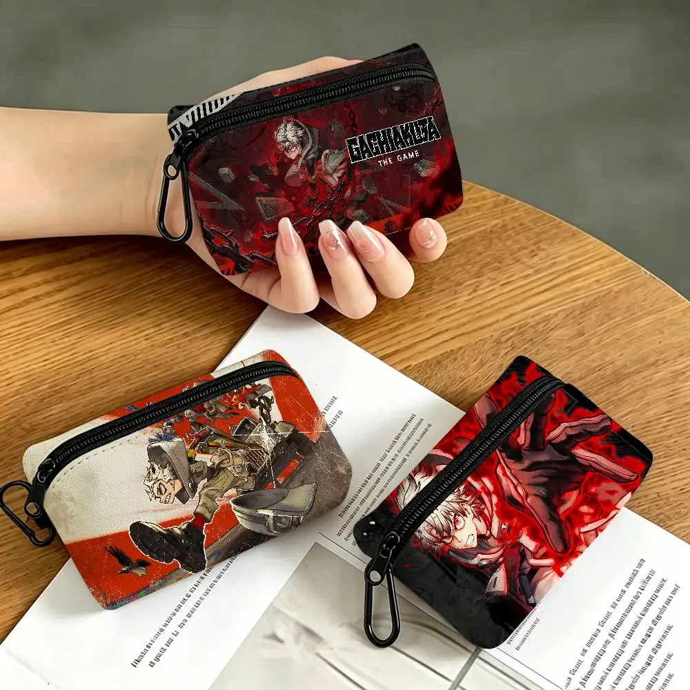 Anime Comic Gachiakuta An Lightweight Oxford Fabric Coin Purse With Black Carabiner Hook Card Holder Earphone Storage Pouch