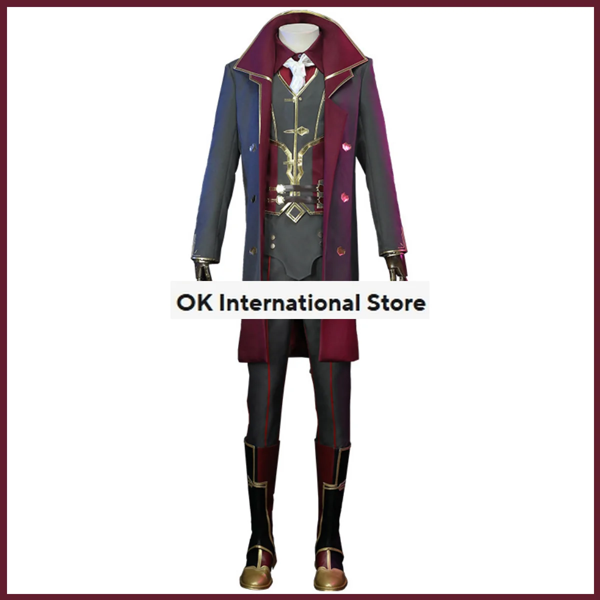 Anime Game LOL Arcane Silco Cosplay Costume parrucca uniforme militare Trench Boot uomo adulto Halloween Christmas Party Suit