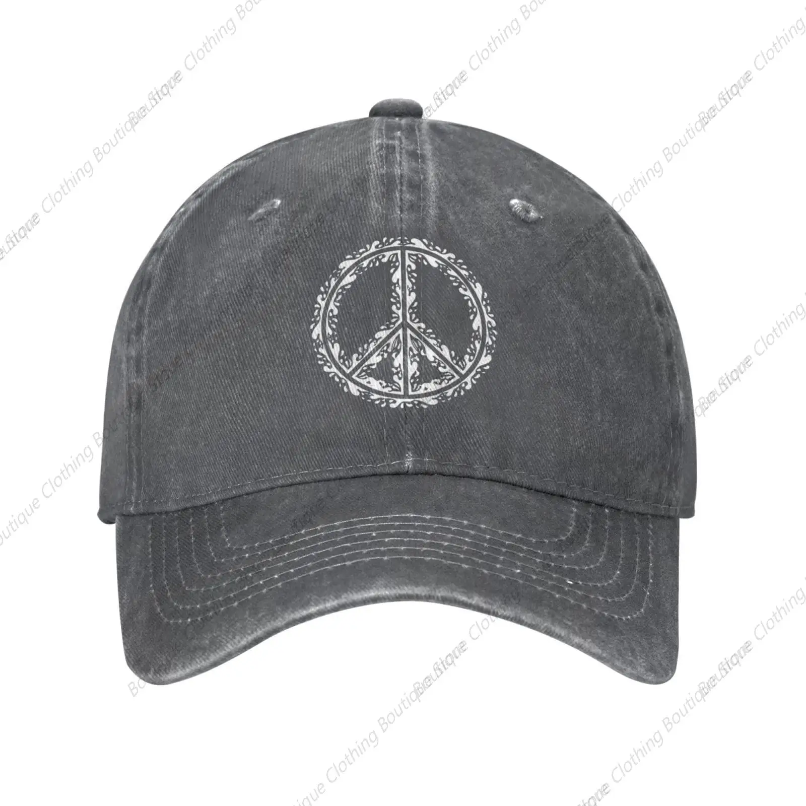 

Abstract Art Peace Dark Gray Vintage Embossed Adjustable Washed Denim Cotton Low Profile Mens Dad Trucker Hat