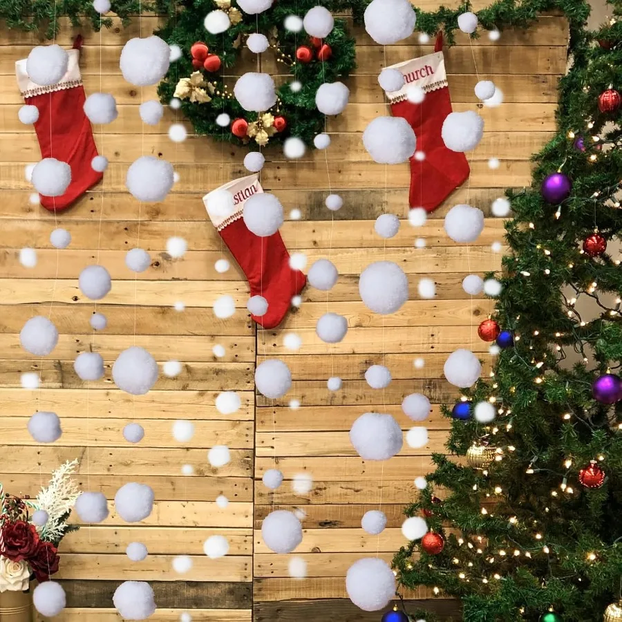 6 مجموعة الشتاء وهمية الثلوج عيد الميلاد حزب شنقا زينة القطن الاصطناعي وهمية كرات الثلج ديكور لعيد الميلاد الشتاء المجمدة T