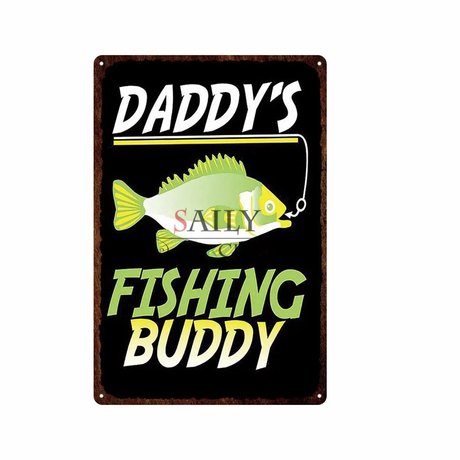 خمر الصيد معدن القصدير تسجيل الاسترخاء والأسماك جدار الفن الحديثة حانة بار ديكور الحيوان الأسماك الملصقات للمنزل ديكور معدن القصدير Sig #2