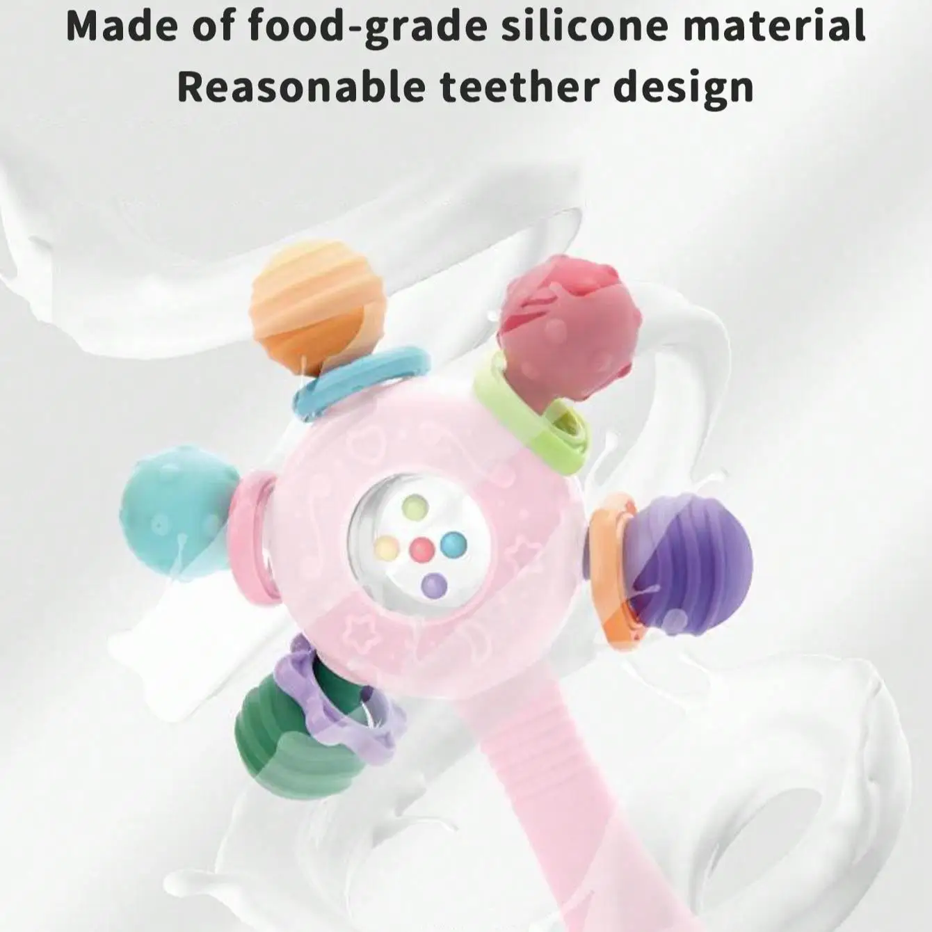 Juguete sonajero mordedor para bebé, juguete para la dentición del bebé, juguete sensorial para bebé, juguete de educación temprana, juguete de entrenamiento de habilidades motoras, regalo de cumpleaños para