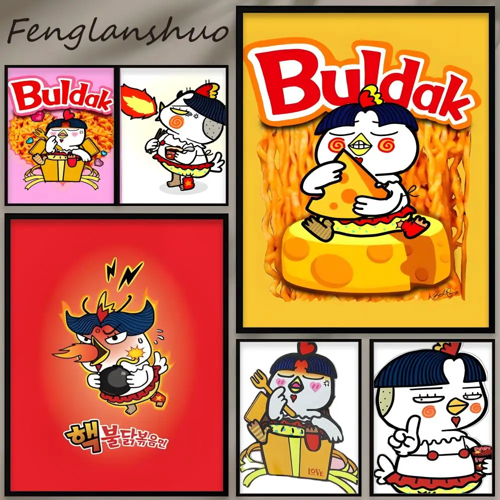 Póster popular de Samyang Buldak Ramen, calcomanías de pared elegantes e impermeables, autoadhesivas, para uso en todas las habitaciones, regalo perfecto