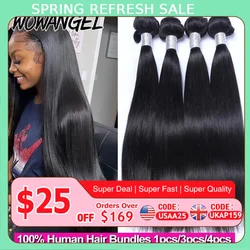 Wow anioł 28 30 cali kości proste włosy ludzkie wiązki 1/3/4 sztuk 10A peruwiańskie włosy Remy przedłużenia splot wiązki dziewiczych włosów
