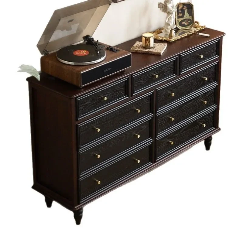 

American retro solid wood nine-chest cabinet, bedroom storage locker, French medieval entrance, living room entry locker