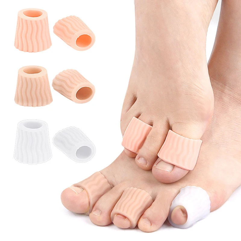 2Pcs Silicone Gel Little Toe Tube Corns Blisters Corrector Pinkie Protector Gel Bunion Toe Finger Protection Gel Sleeve