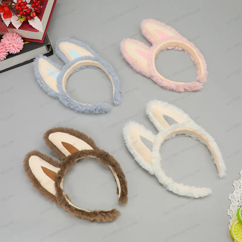 Devil Baby Plush Ear Headband for Halloween Kids, Adjustable Animal Ear Hair Clip & Soft Bath Band