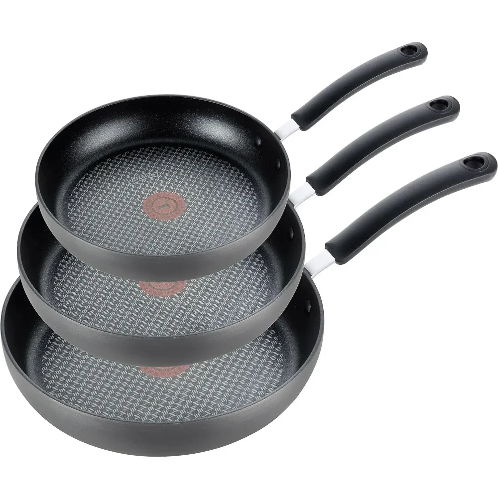 

Hard Anodized Nonstick Fry Pan Set 8, 10.25, 12 Inch Oven Safe 400F, Lid Safe 350F Cookware, Pots and Pans