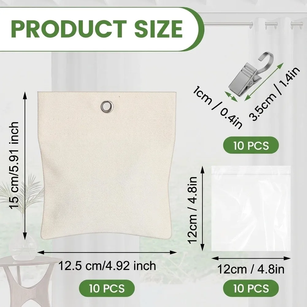 Outdoor Drapery Weight Solution with Clips - 1 Set Fabric Bags Metal Clips PE Sealed Fillers for Windy Conditions