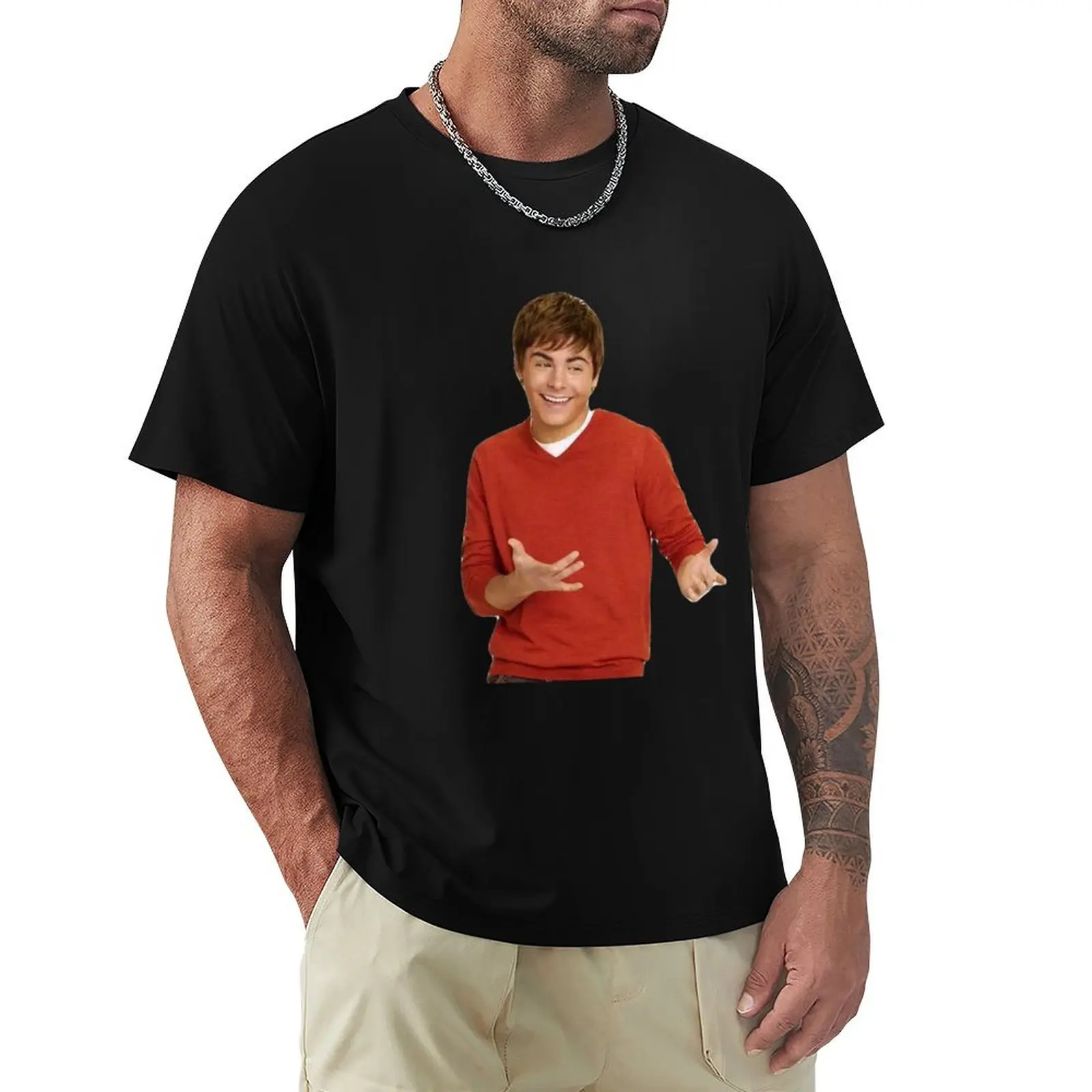 zac efron - troy bolton shrug meme - 3 T-Shirt Casual Basic Street Style T-Shirt