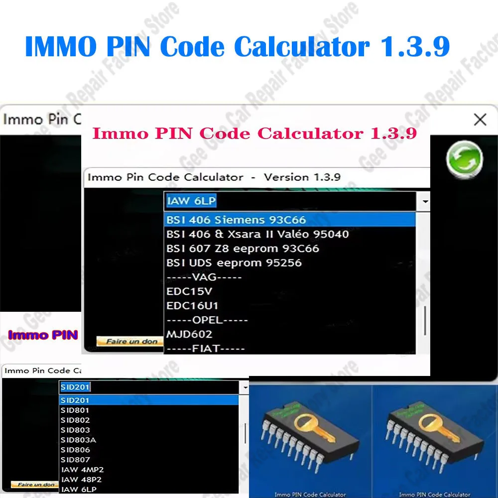

Latest IMMO PIN CODE calculator V1.3.9 with keygen obd2 scanner Auto car repair Software to decode pin code on many PSA ecu’s