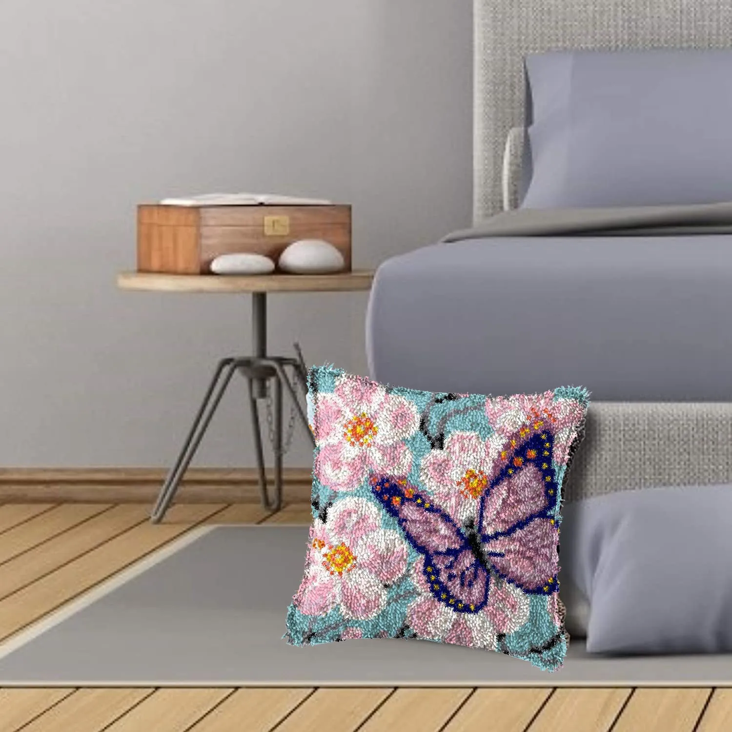 

Набор крючков с защелкой, чехол для подушки «сделай сам», ремесло с рисунком бабочки, холст, набор пряжи для вязания крючком для детей и взрослых