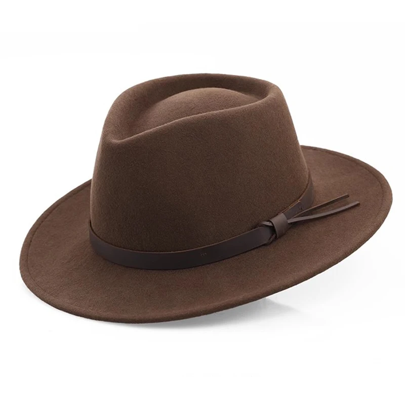 Australijski kapelusz Fedora dla kobiet/mężczyzn Wełniany filc zgniatany Wodoodporny kapelusz Safari w kształcie łezki Wędkarstwo |   Kapelusz przeciwsłoneczny o dużym rozmiarze głowy