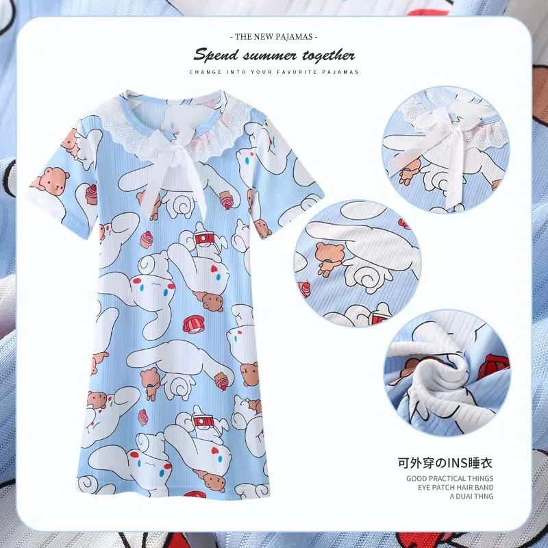 Summer Baby Thin Korean Style Little Girl Pijama Girl's Pajamas Sleepwear Robe Children's Clothing Mother Kids