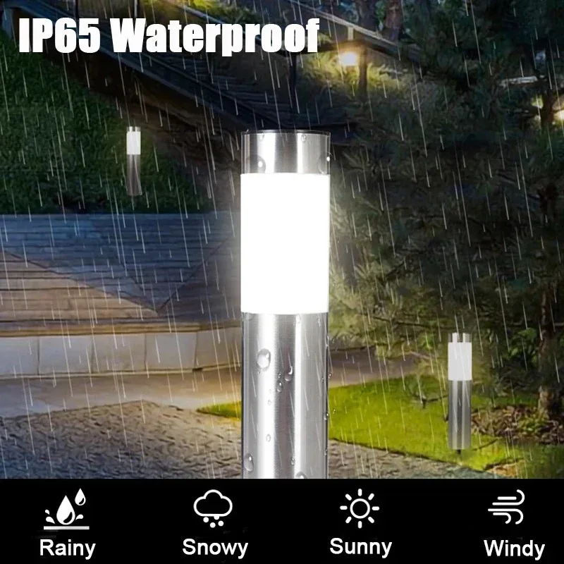 1-4PCS Stainless Steel Solar Garden Lights Waterproof Pathway Light Outdoor Landscape Lamp for Pathway Patio Lawn Decoration