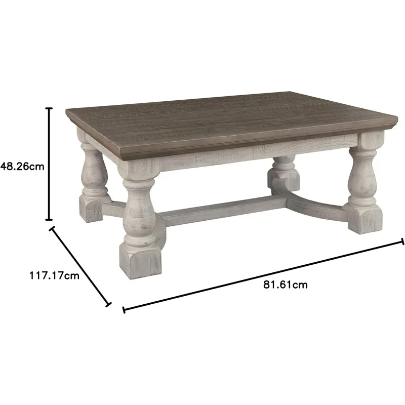 Farmhouse design coffee table with weathered finish, suitable for living room sofa side table, easy assembly