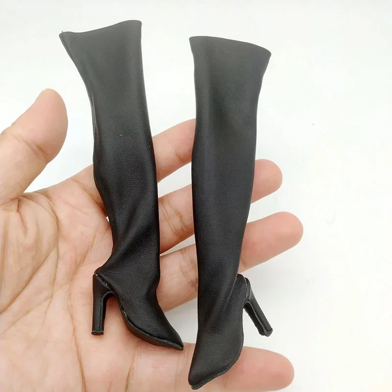 Tbleague 1/6 Scale Black High Heel Hollow Shoes Leather Long Boots Boots Model for 12in S07 S10 PH HT Doll Action Figures Toys