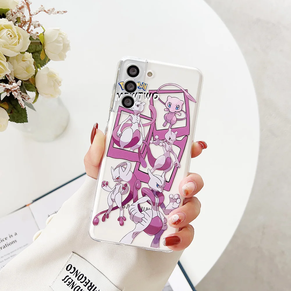 3D Cartoon Funny Pika Pikachu Pokemon Clear Soft Phone Case For  Samsung S24 S23 S22 Ultra S21 S21 Plus A54 A55 A34 A35 Shell