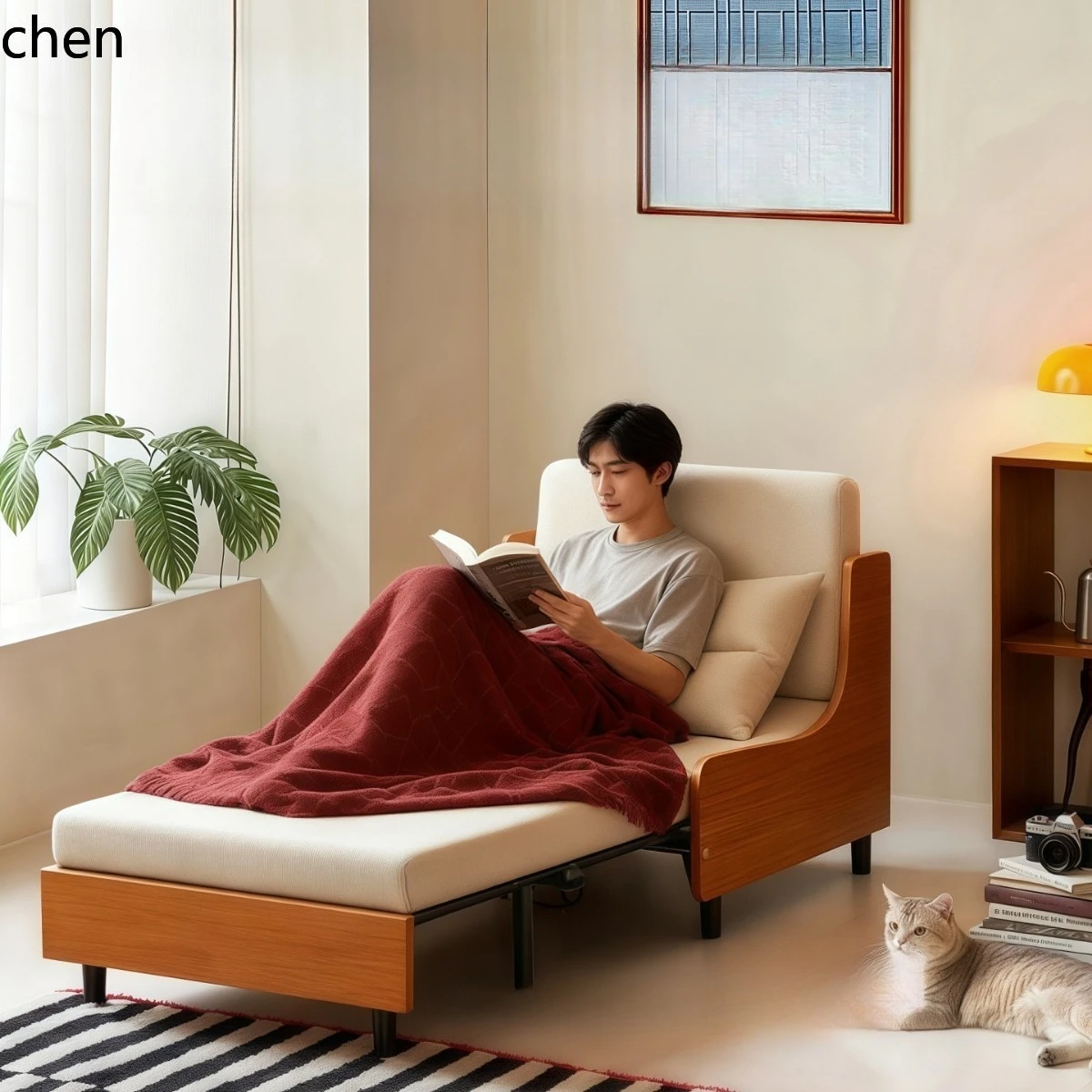 CZ sofa bed is a foldable dual-purpose two-seater sofa  extendable, multifunctional for balconies