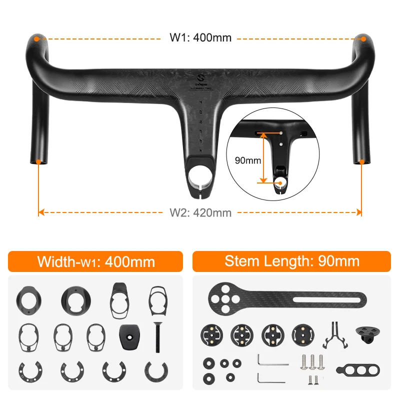 TOSEEK Carbon Stuur Road Carbon stuur T800 Carbon Geïntegreerd Stuur Di2 Fietsaccessoires Carbon Dropbar