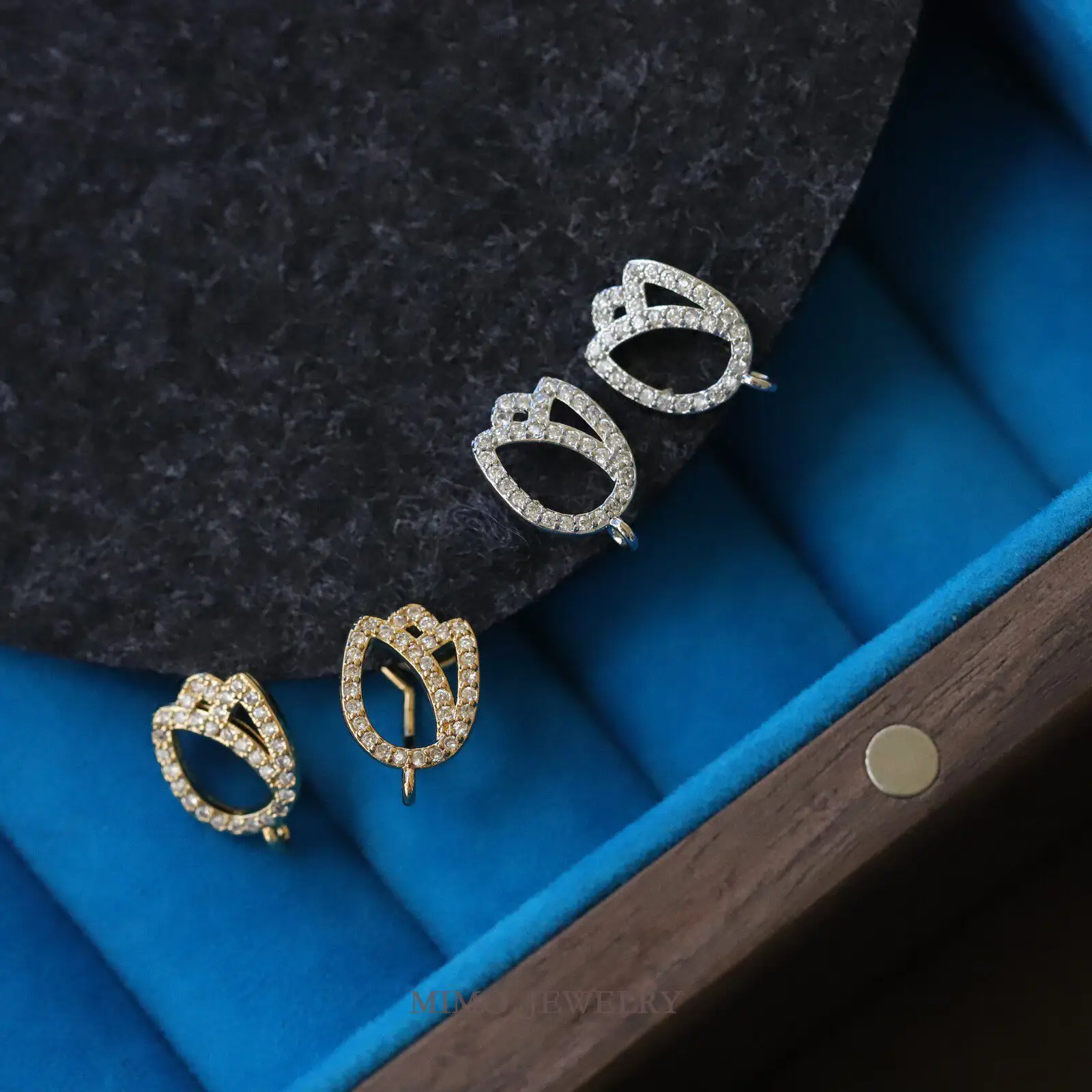 Gold Plated Copper Earrings Base Blank Hollow Tulip 925 Silver Needle Ear Clips DIY Jewelry Making Supplies