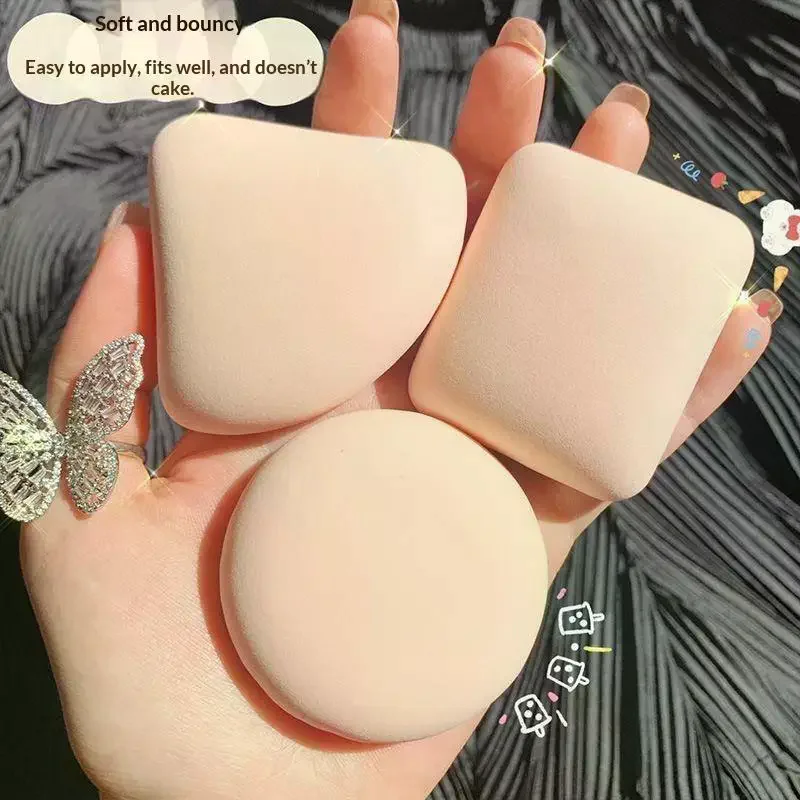 5pcs Round Square Triangle Shape Makeup Sponge Puff Dry Wet Dual-use Soft Cotton Candy Air Cushion Foundation Powder Puff