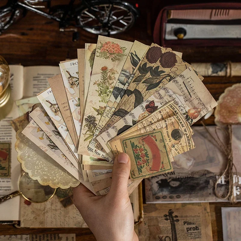 40pcs scrapbook decorative Pad Notes Retro message Vintage Sticker literary hand material account base paer