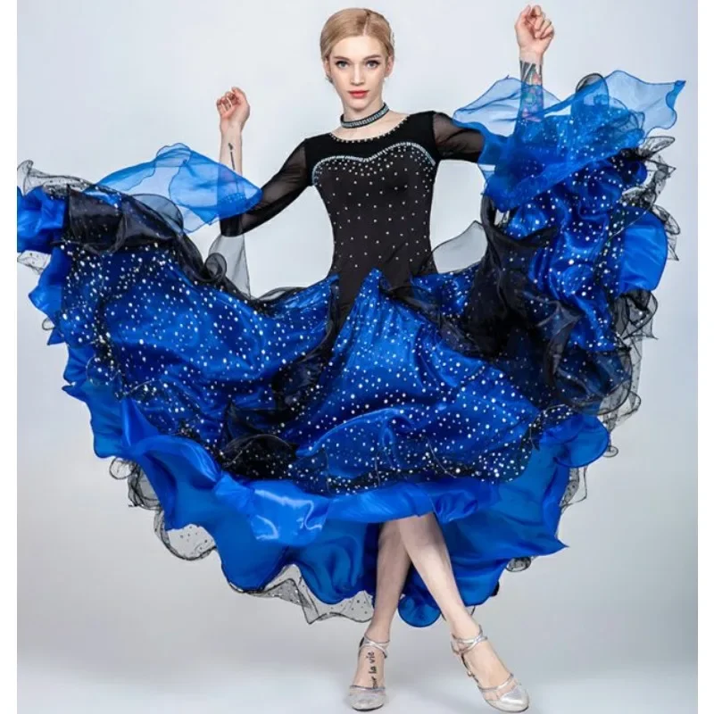 Customized Modern Dance Dress Performance Dress National Standard Waltz Grand Swing Long Skirt Practice Salsa Latinl Dance Dress