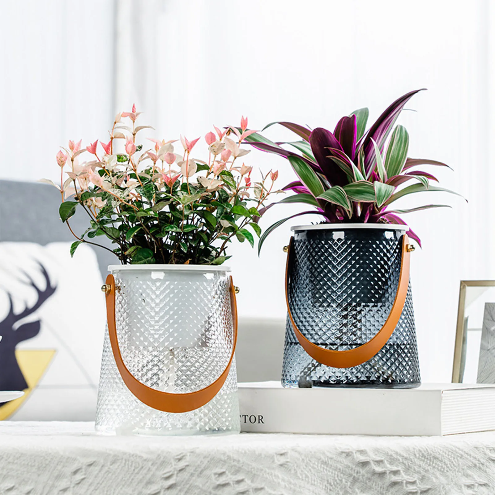Hydroponics Planters with Handle Water Absorbing Flower Pot Visible Large Capacity Vase for Home Decoration Garden Supplies