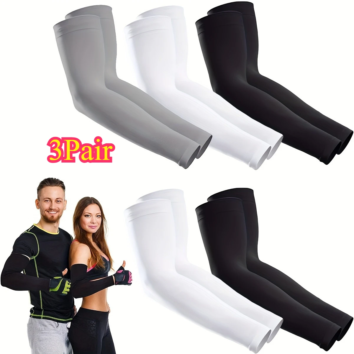 

3 пары охлаждающих компрессионных рукавов для рук — незаменимые для повседневного комфорта в офисе и на отдыхе, подходят для мужчин и женщин.