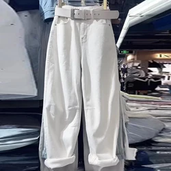 Pantalones vaqueros con cuchillo curvo para mujer, pantalón de pierna ancha popular, plátano, ropa de verano, 2024