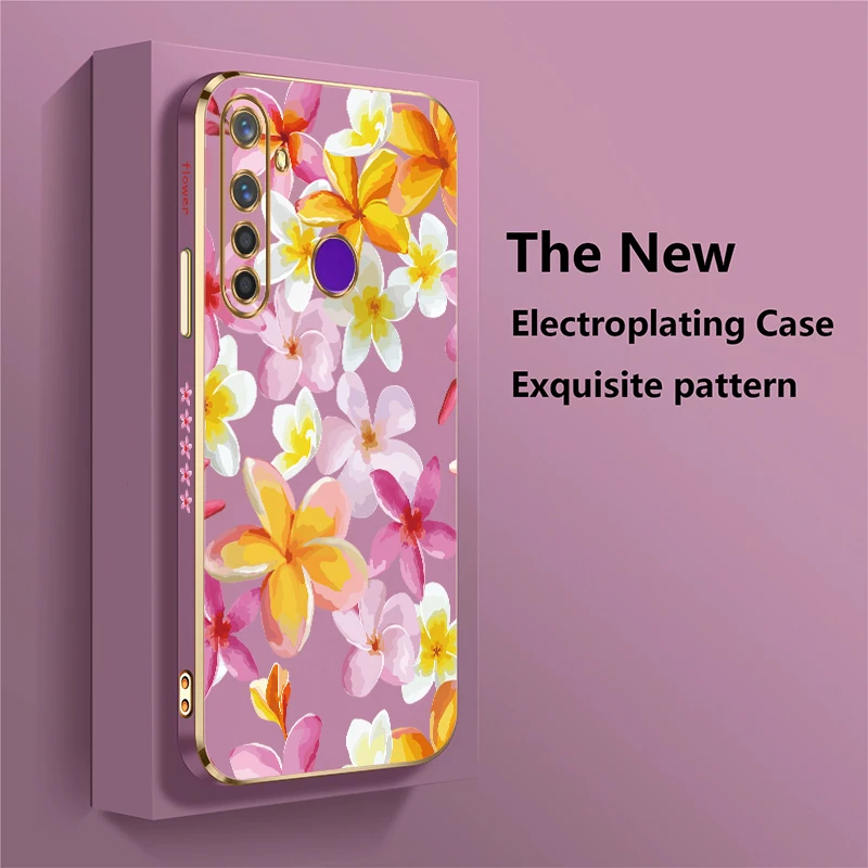 حافظة هاتف ناعمة لهاتف OPPO Realme X X7 Pro GT Master Neo 3 2 Pro V25 V13 V5 Q5 Q3i Note 60 غطاء مطلي بنمط زهرة السيليكون #3