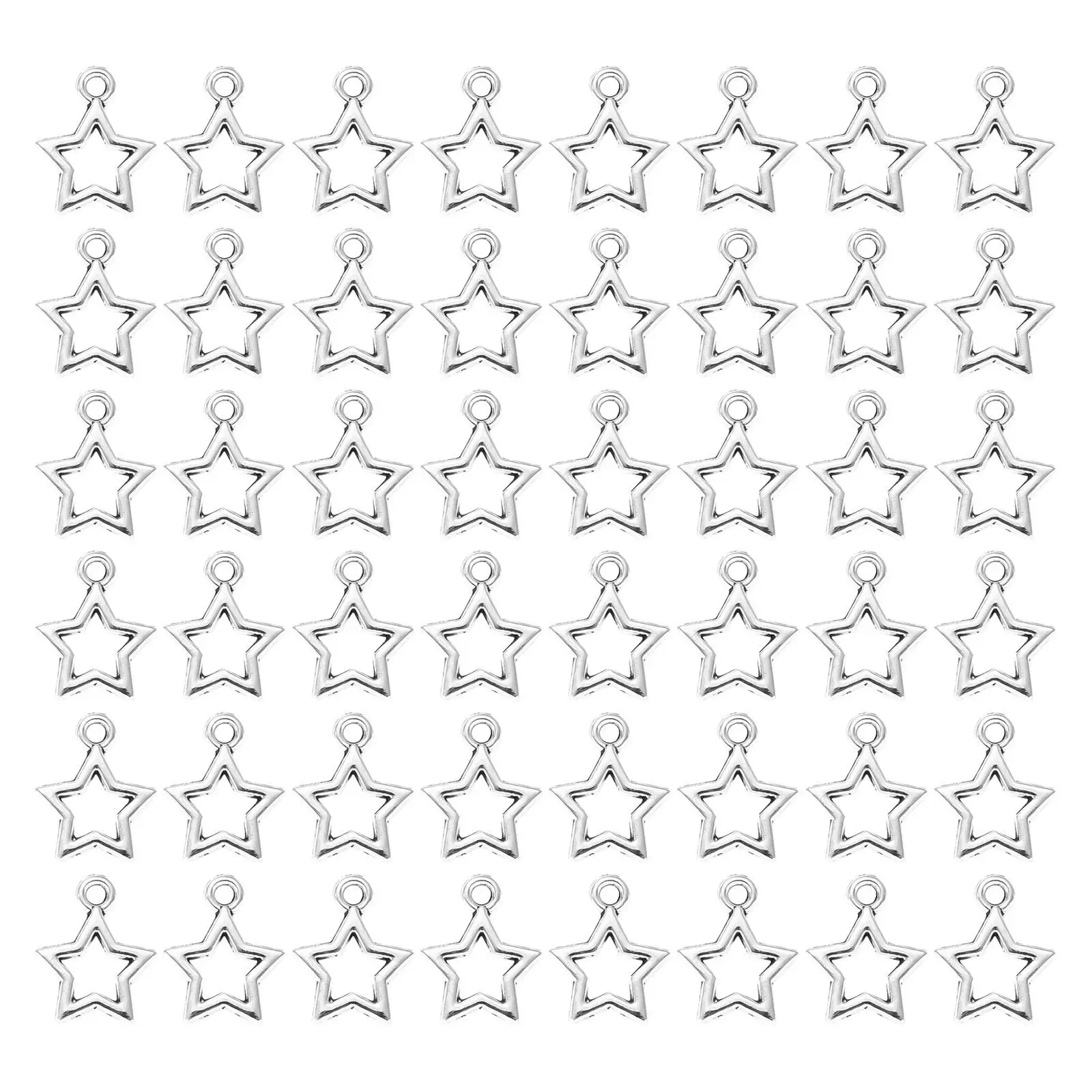 

100Pcs Metal Mini Star Charms Silver Hollow Star Pendant Charms for Jewelry Making DIY Bracelets Necklaces Keychains Earrings