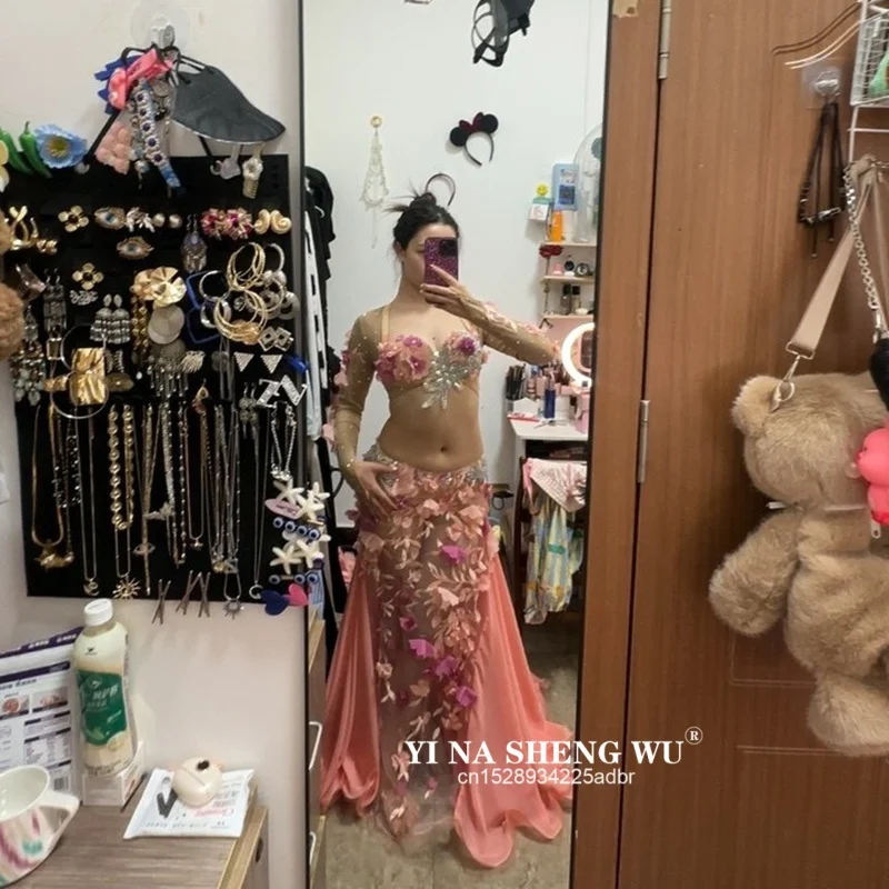 Customized Belly Dance Costume Performance Costume Long Skirt Sexy Suit Belly Dancing Bra Exotic Dancewear Indian Clothes Women