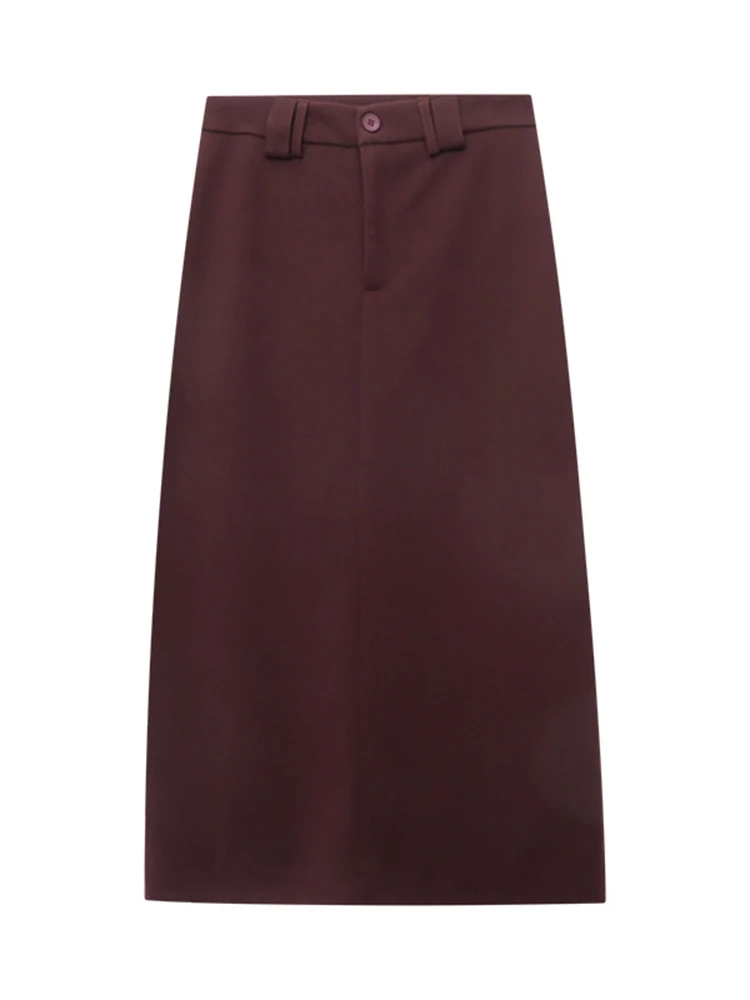 [LANMREM] Office Lady High Waist Skirt For Women A-line Mid-length Elegant Wool Skirts Female Clothing 2024 Winter New 26C1101