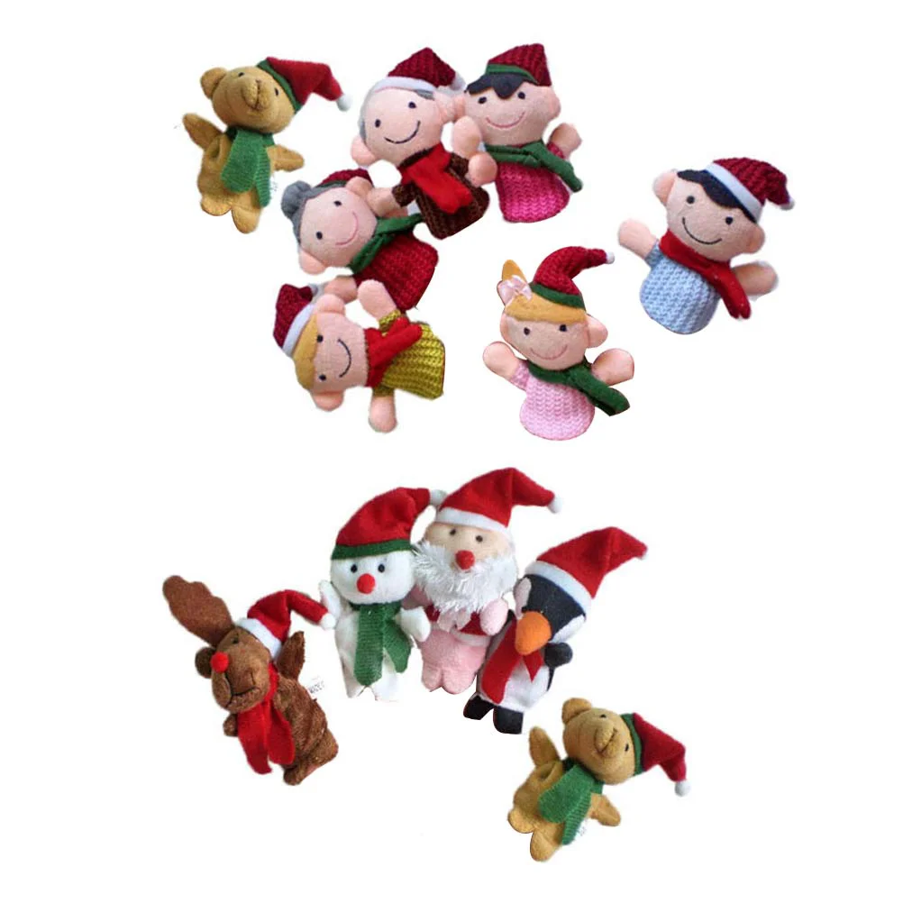 11pcs Christmas Finger Puppets Cartoon Animals and Family Members Finger Puppets Finger Dolls Toy kids finger puppets