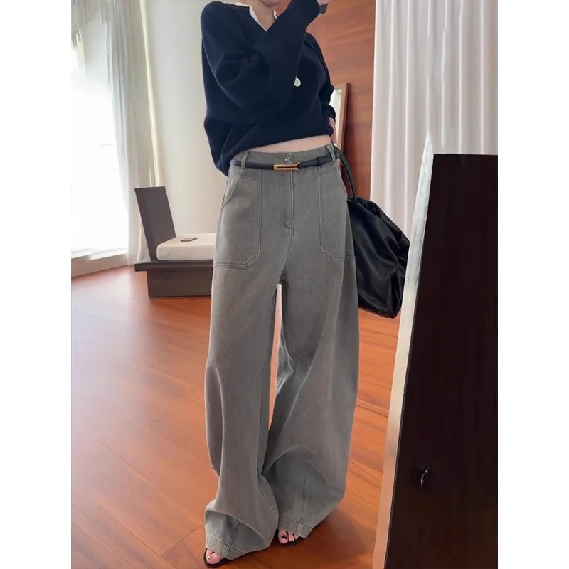 Y2K 빈티지 워시 여성 카고 진 하라주쿠 시미타르 와이드 레그 아메리칸 레트로 데님 팬츠 배기 바지 갸루 스트리트웨어