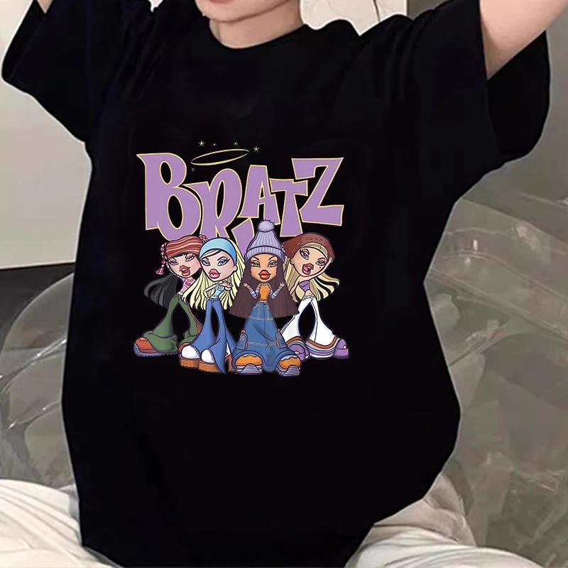 Bratzs Cartoon lato Trendprint t-shirt kobiety luźny projekt Casual krótki rękaw Harajuku koszulka Anime odzież damska 2024