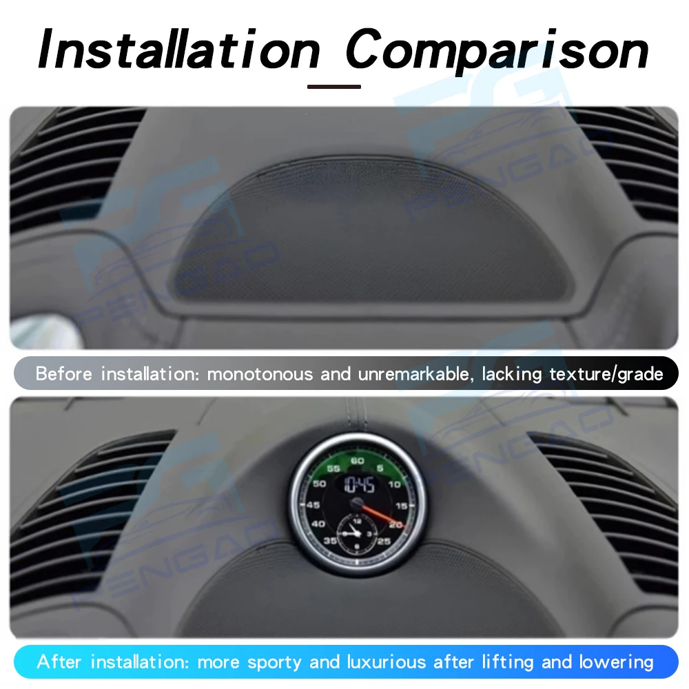 Car Cover Stopwatch for Porsche Cayenne 958 2011-2017 Dashboard Compass Watch Timer Clock Cover Upgrade Interior Modification