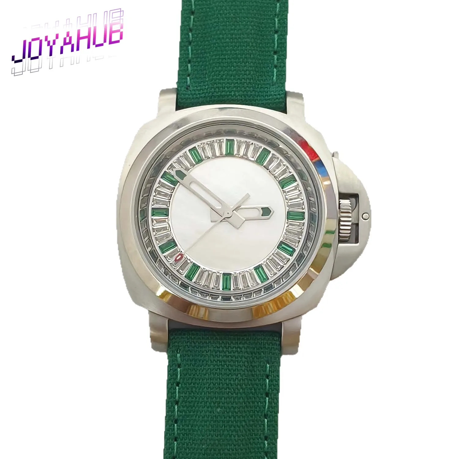 شعار مخصص ساعة فاخرة 40 مللي متر حافظة من الفولاذ المقاوم للصدأ مرآة معدنية قذيفة الطلب غير الفلورسنت شفافة أسفل حركة NH35