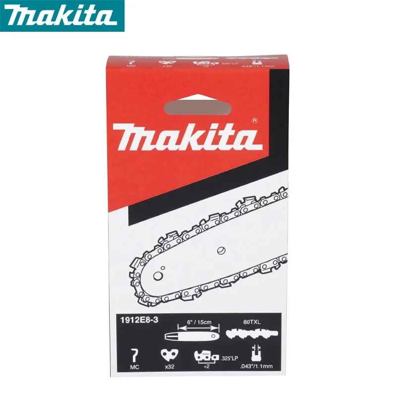 MAKITA 1912E8-3 Catena per motosega 150MM / 6" Binario di guida per catena per sega di ricambio 80TXL per DUC150 UCO29G